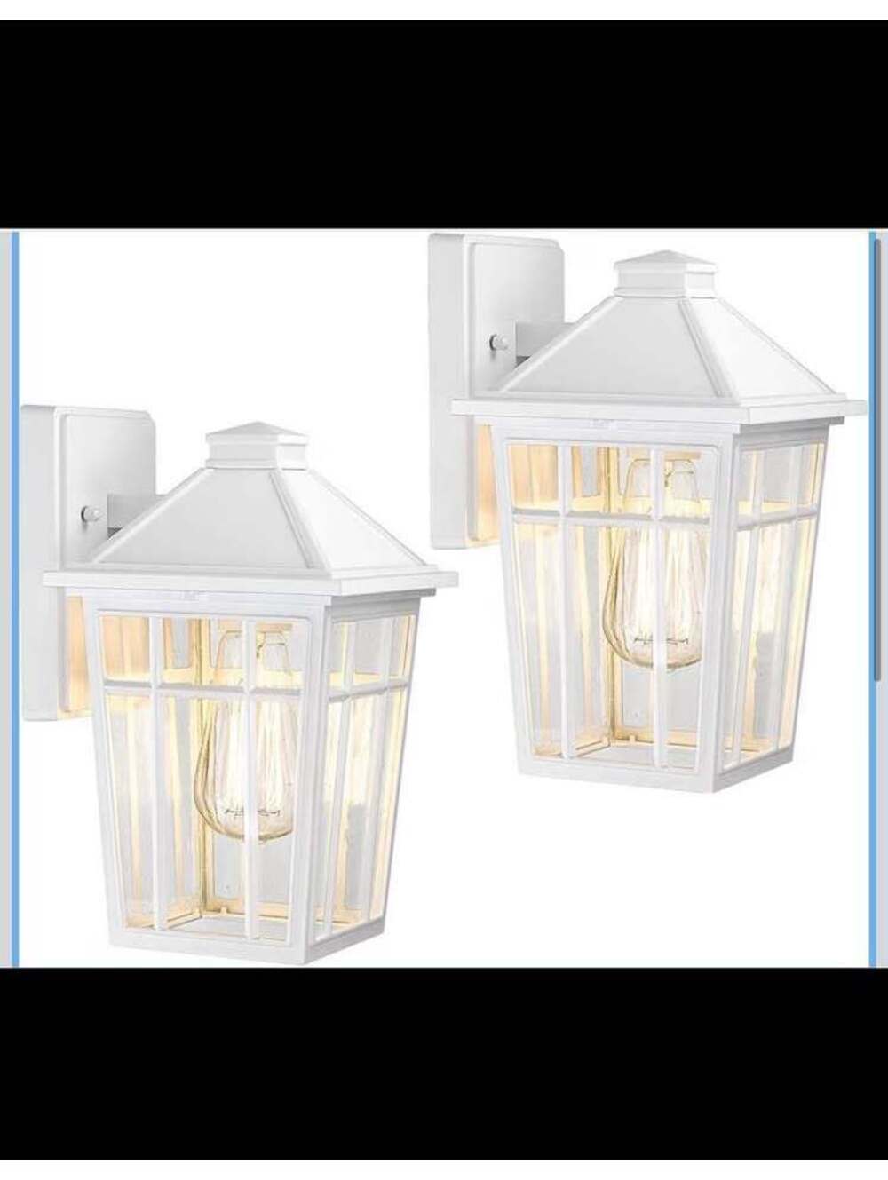 2-Pack White Outdoor Porch Lights, Waterproof, Anti-Rust - New in Box